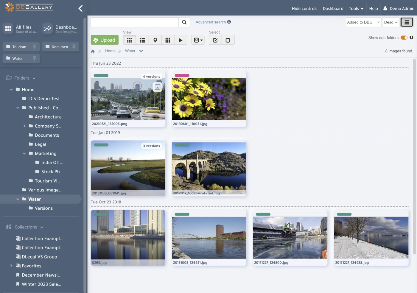 Image management in DBGallery. Search, Version Expiry, Grouping